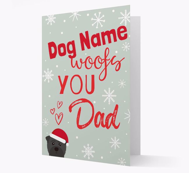 'I Woof You Dad' Card with your {breedFullName} Christmas Icon